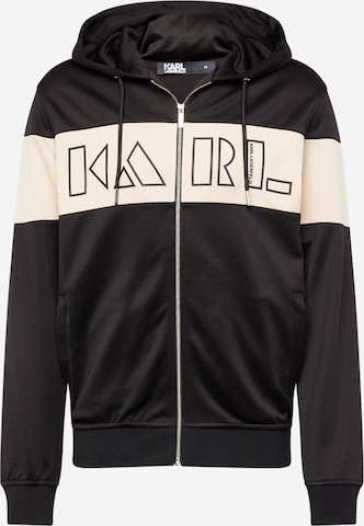 Karl Lagerfeld Zip-Up Hoodie in Black: front