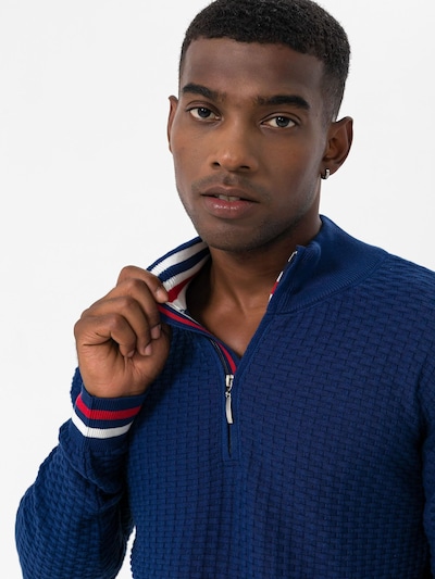 Moxx Paris Pullover in dunkelblau / blutrot / weiß, Produktansicht
