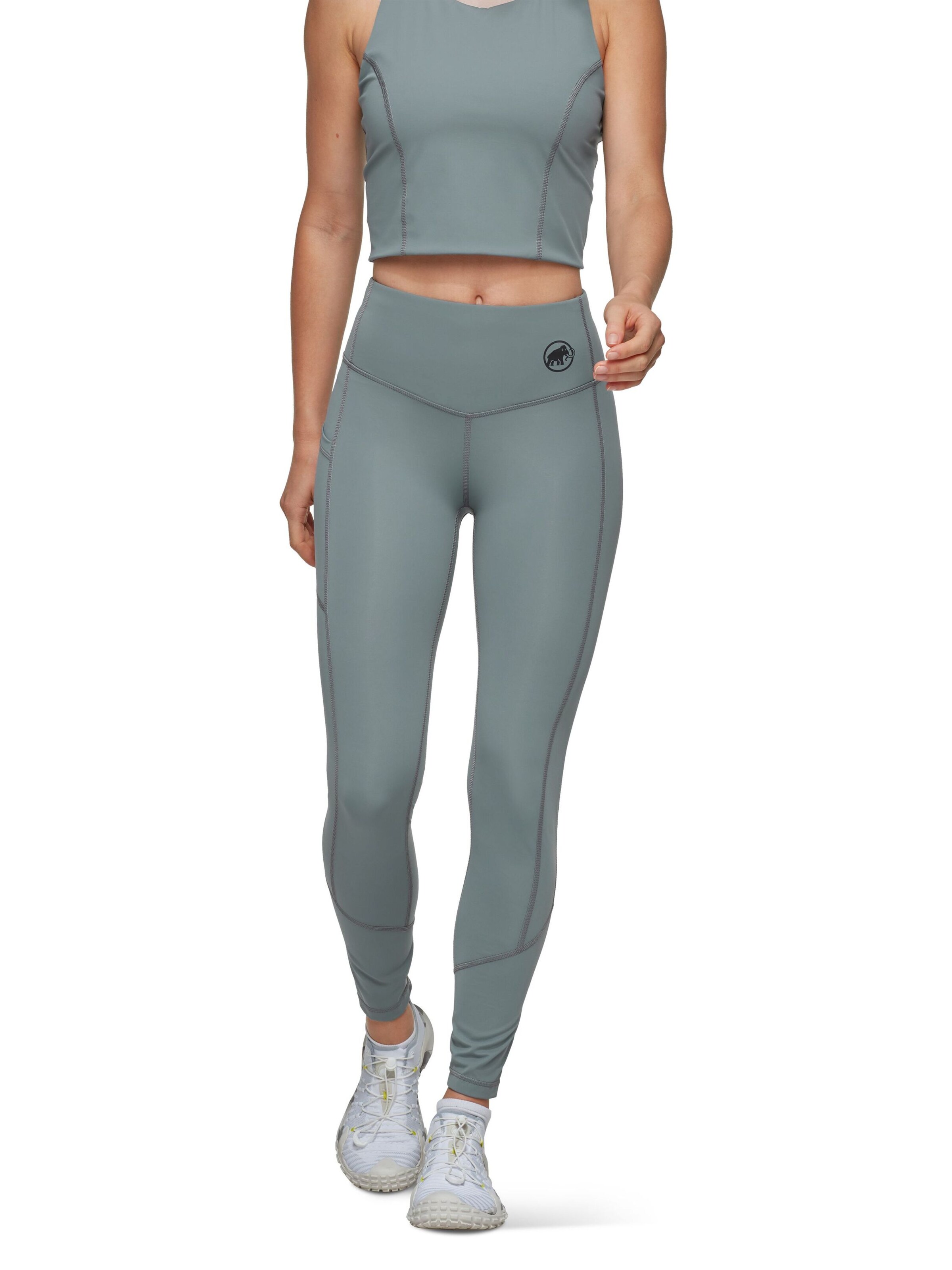 MAMMUT Skinny Workout Pants 'Massone' in Grey: front