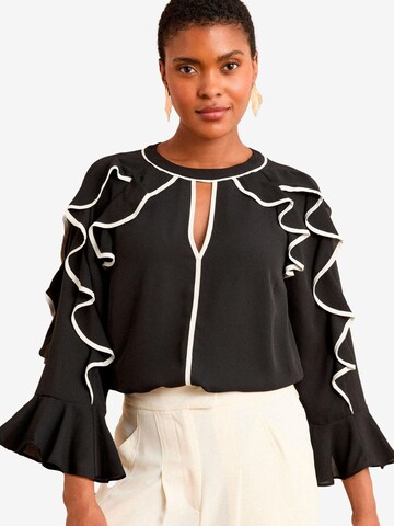 Chemisier love & roses en noir : devant