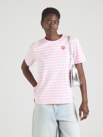 Marimekko Футболка 'Tasaraita Unikko' в Ярко-розовый: спереди