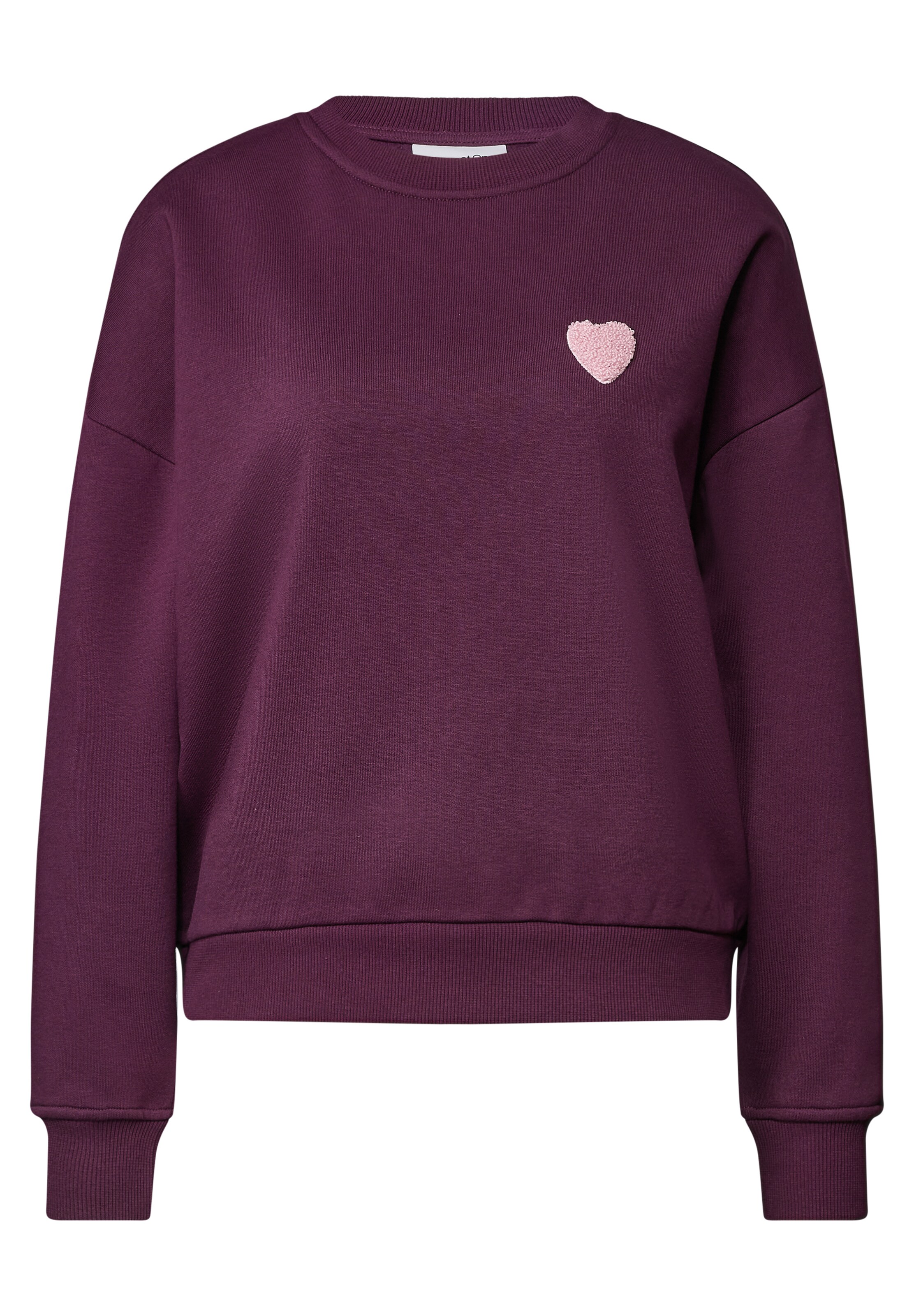 STREET ONE Loose Fit Sweatshirt mit Patch Detail in XS in beere, Produktansicht