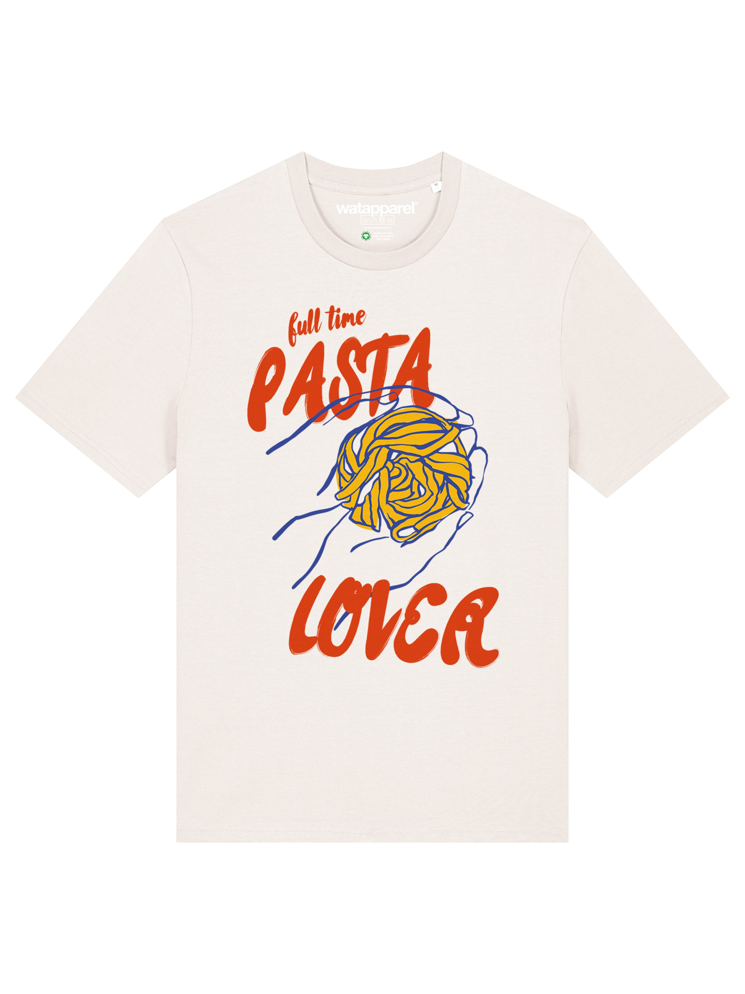 Watapparel Shirt 'Pasta Lover' in Wit: voorkant