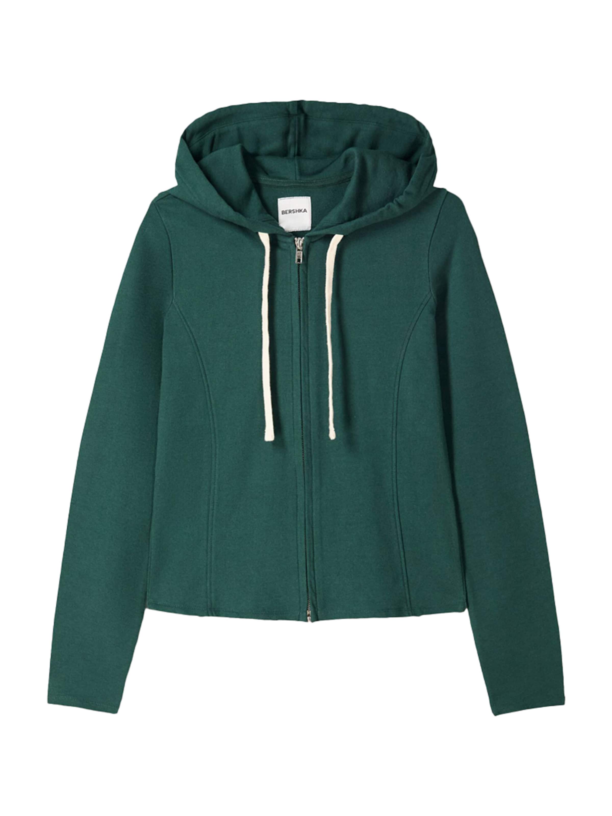 Bershka Sweat jacket in Green: front