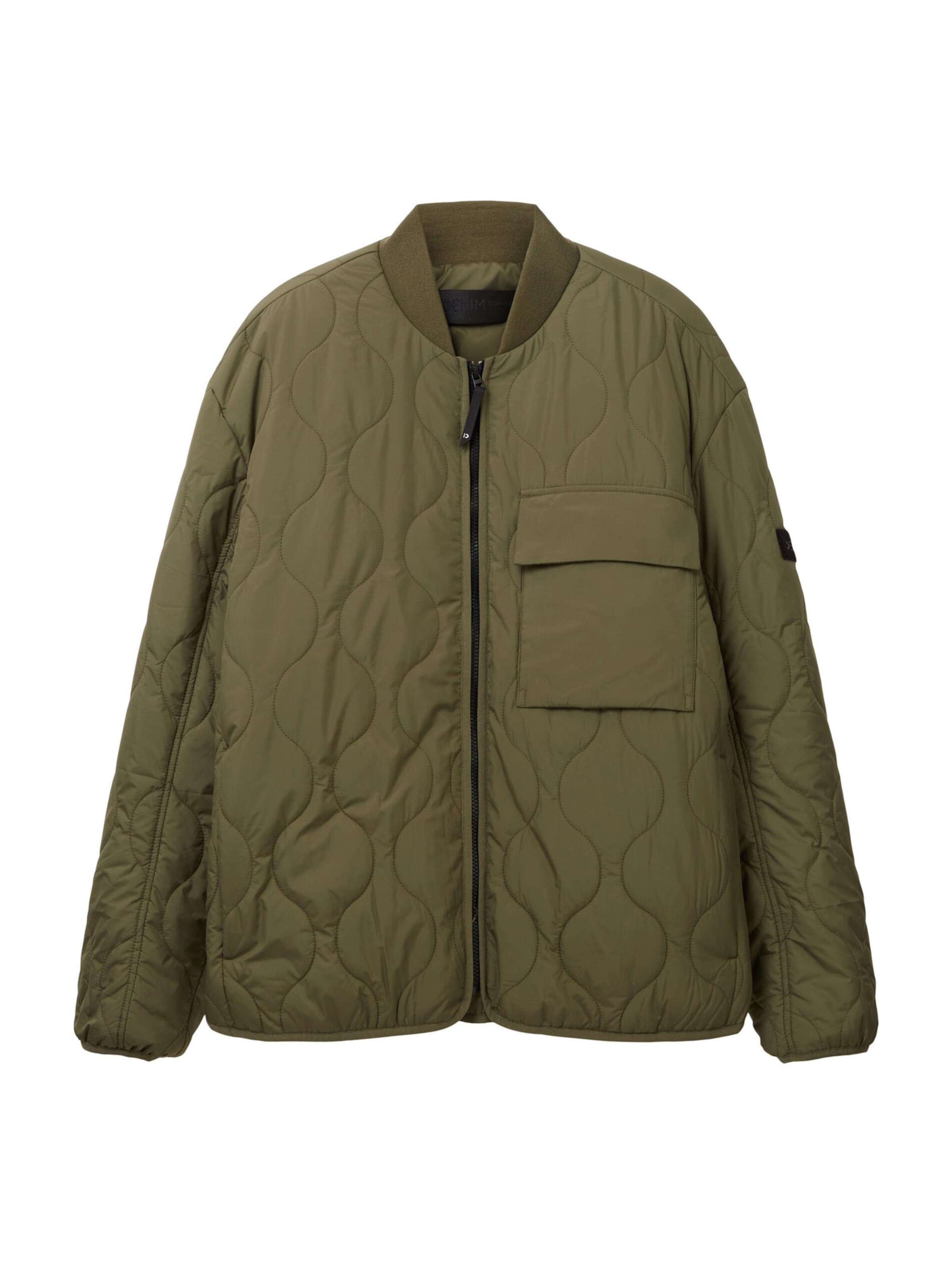 TOM TAILOR DENIM Φθινοπωρινό και ανοιξιάτικο μπουφάν σε πράσινο: μπροστά