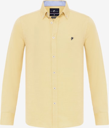 DENIM CULTURE Regular fit Button Up Shirt 'MYLES' in Yellow: front