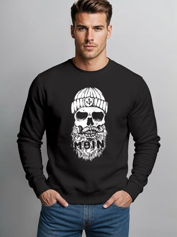 Neverless Sweatshirt 'Moin Totenkopf' in Schwarz: Vorderseite