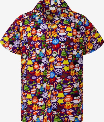 Camicia 'Christmas Allover' di King Kameha in lilla: frontale