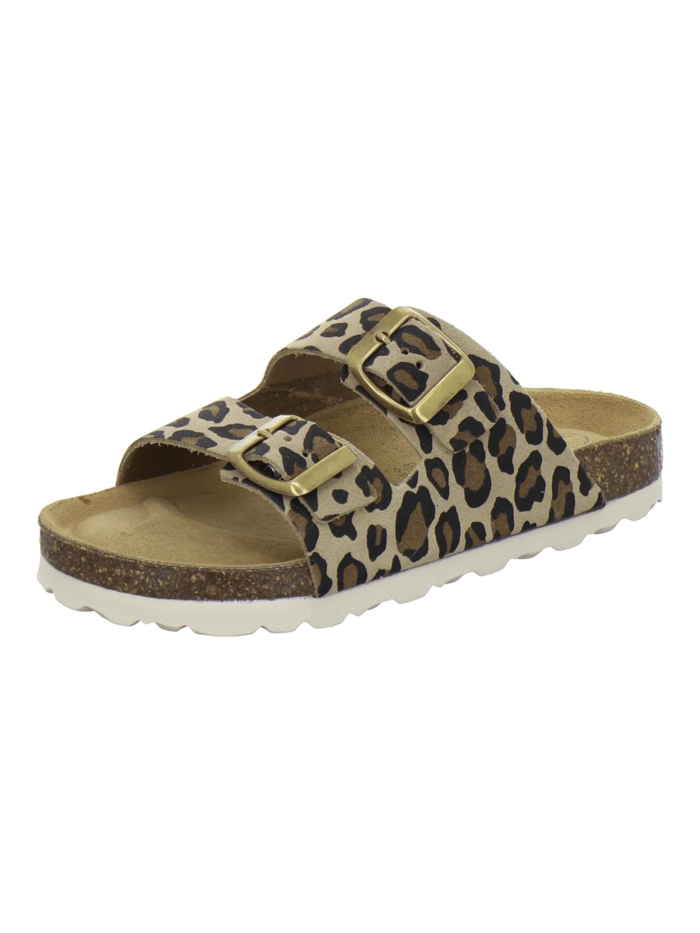 Sandales 'Mädchen Pantoletten Zweischnaller leo-beige' AFS-Schuhe en beige : devant