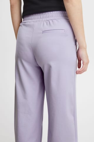 ICHI Wide leg Pleat-Front Pants 'Kate' in Purple