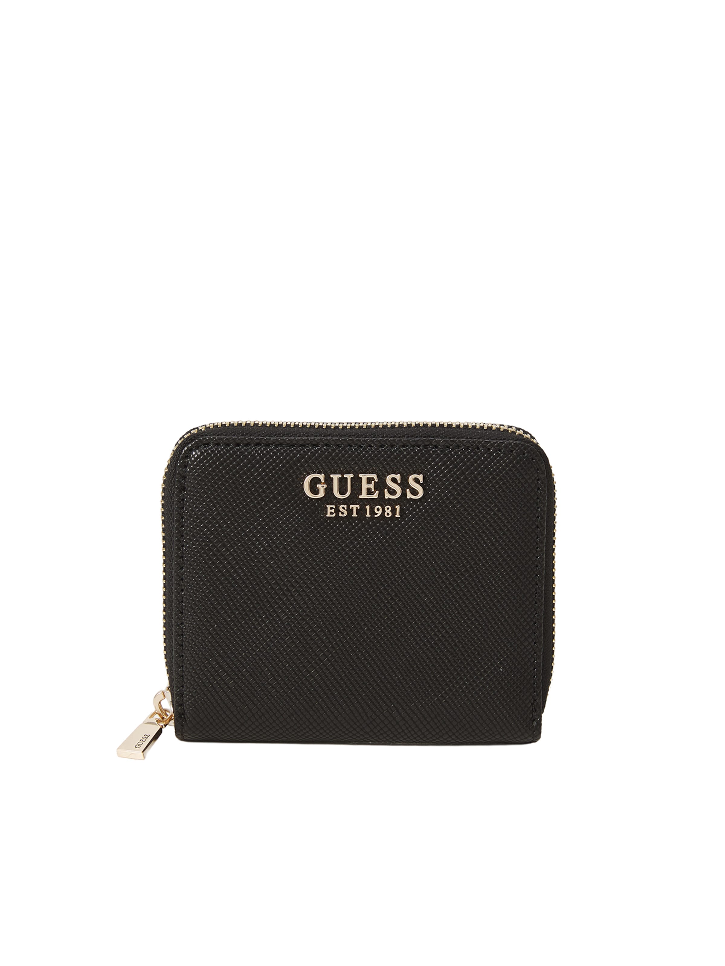 GUESS Портмоне 'LAUREL II SLG SMALL ZIP AROUND' в черно: отпред