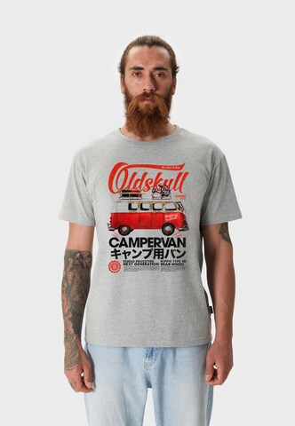 Oldskull Shirt 'RETRO URBAN CAMPER' in Grey: front