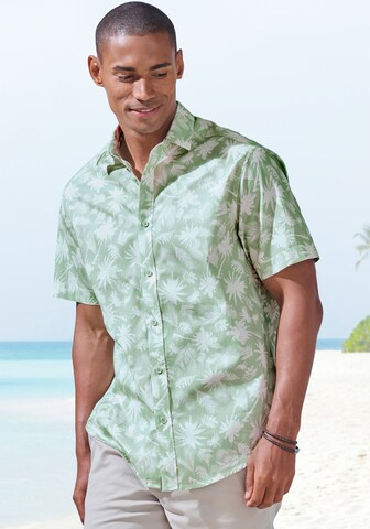 BEACH TIME Comfort fit Button Up Shirt in Green: front