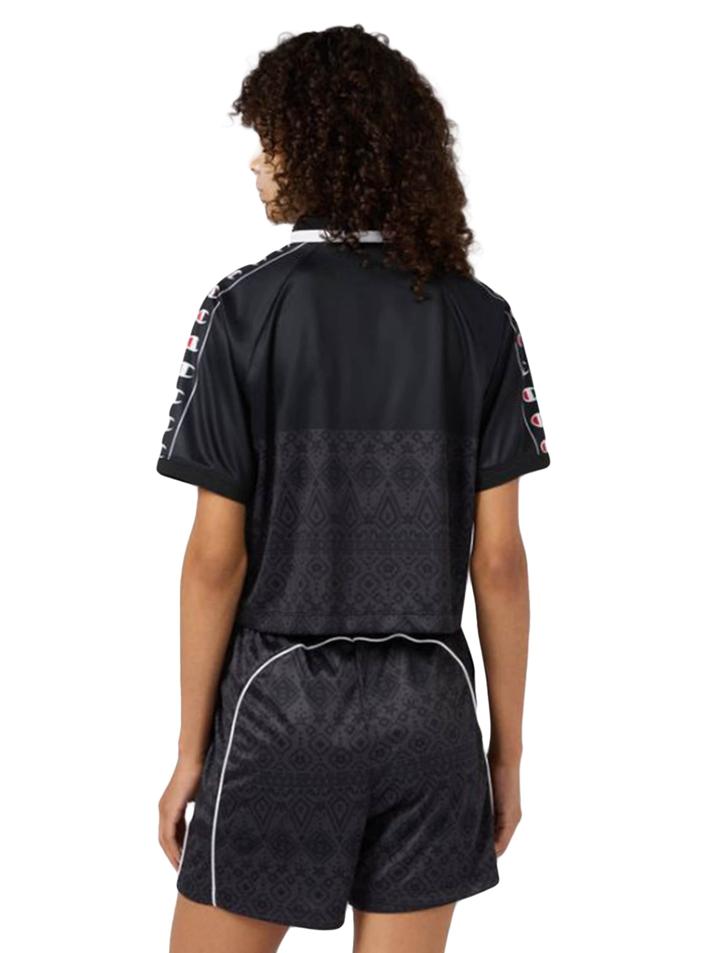 Champion Shirt 'BICOLOUR V-NECK T-SHIRT BLACK' in Zwart