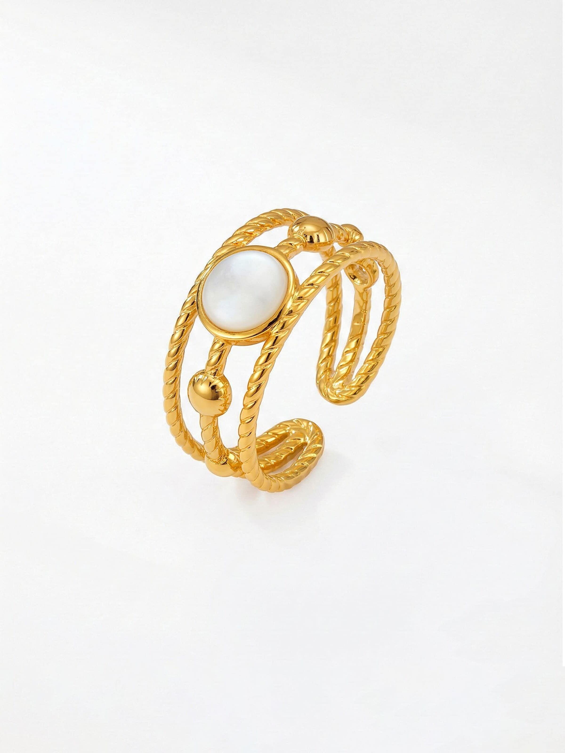 Nemomatheo Ring 'Ocean Twist – Mehrlagiger Ring' in Gold: front