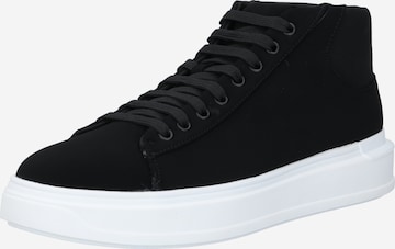 River Island Kotníkové tenisky 'Silk Mid Top Wedge Trainer' – černá: přední strana