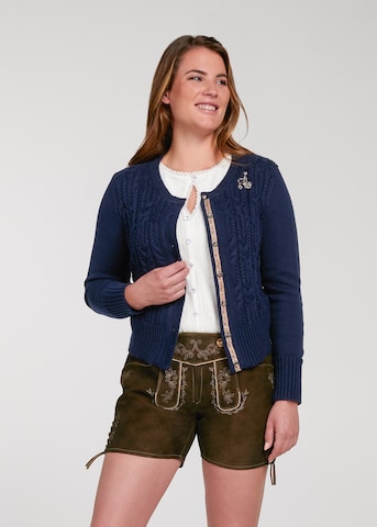 SPIETH & WENSKY Gebreid vest 'Seerose' in Blauw: voorkant