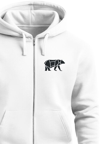 Neverless Sweatjacke 'Bär Lineart Polygon'‌‌‌‌‌‌‌ in Weiß