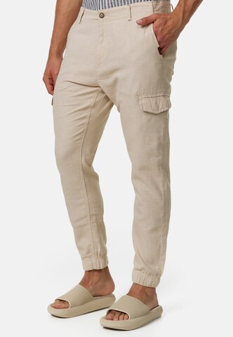 INDICODE JEANS Tapered Trousers 'Booth' in Beige