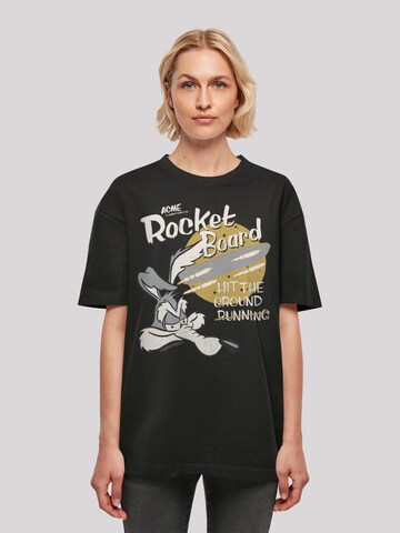 F4NT4STIC Shirt 'Looney Tunes Trickfilm Serie Cartoon Wile E Coyote Rocket Board ' in Black: front