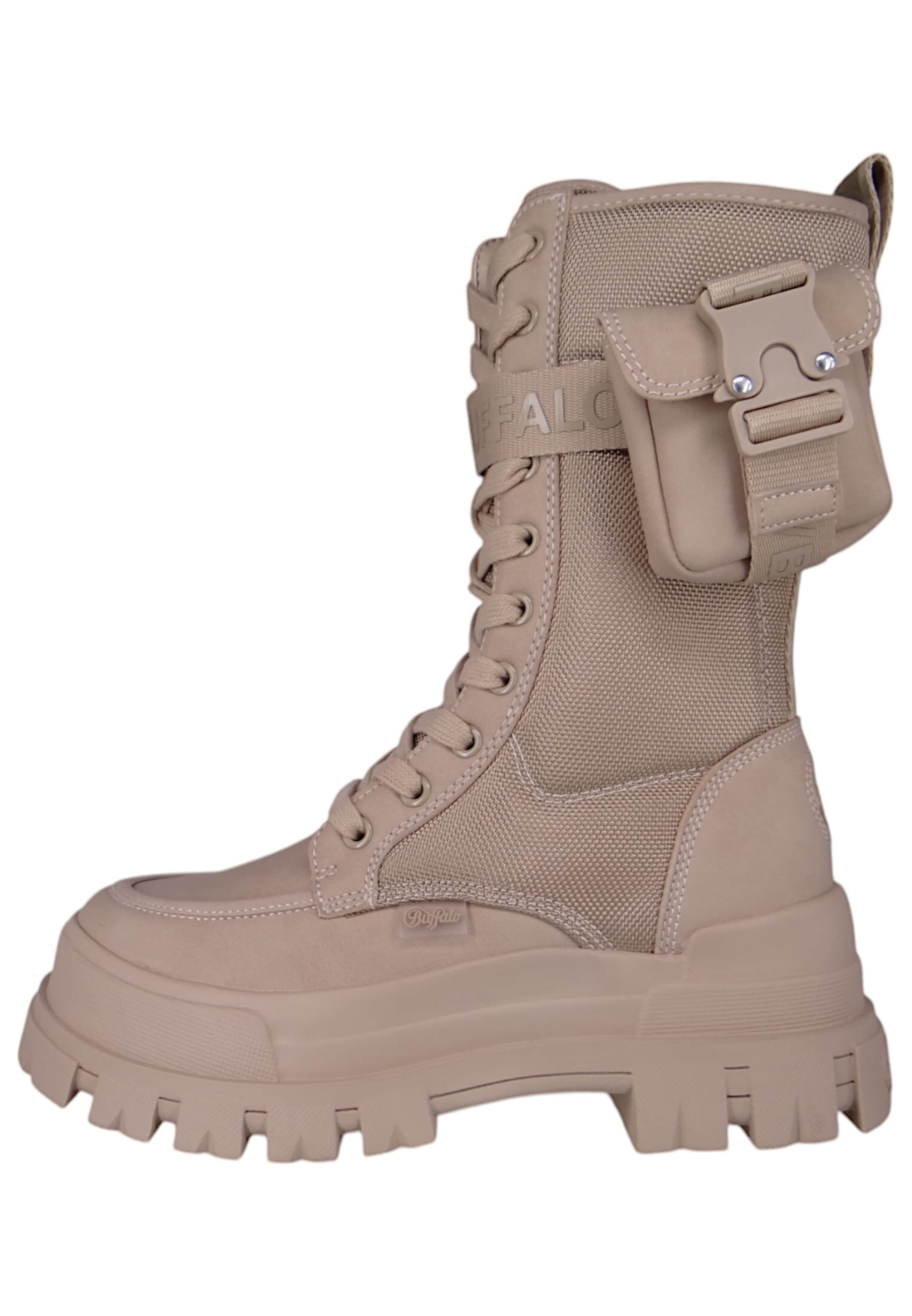 BUFFALO Schnürstiefel 'Aspha Com' in Beige