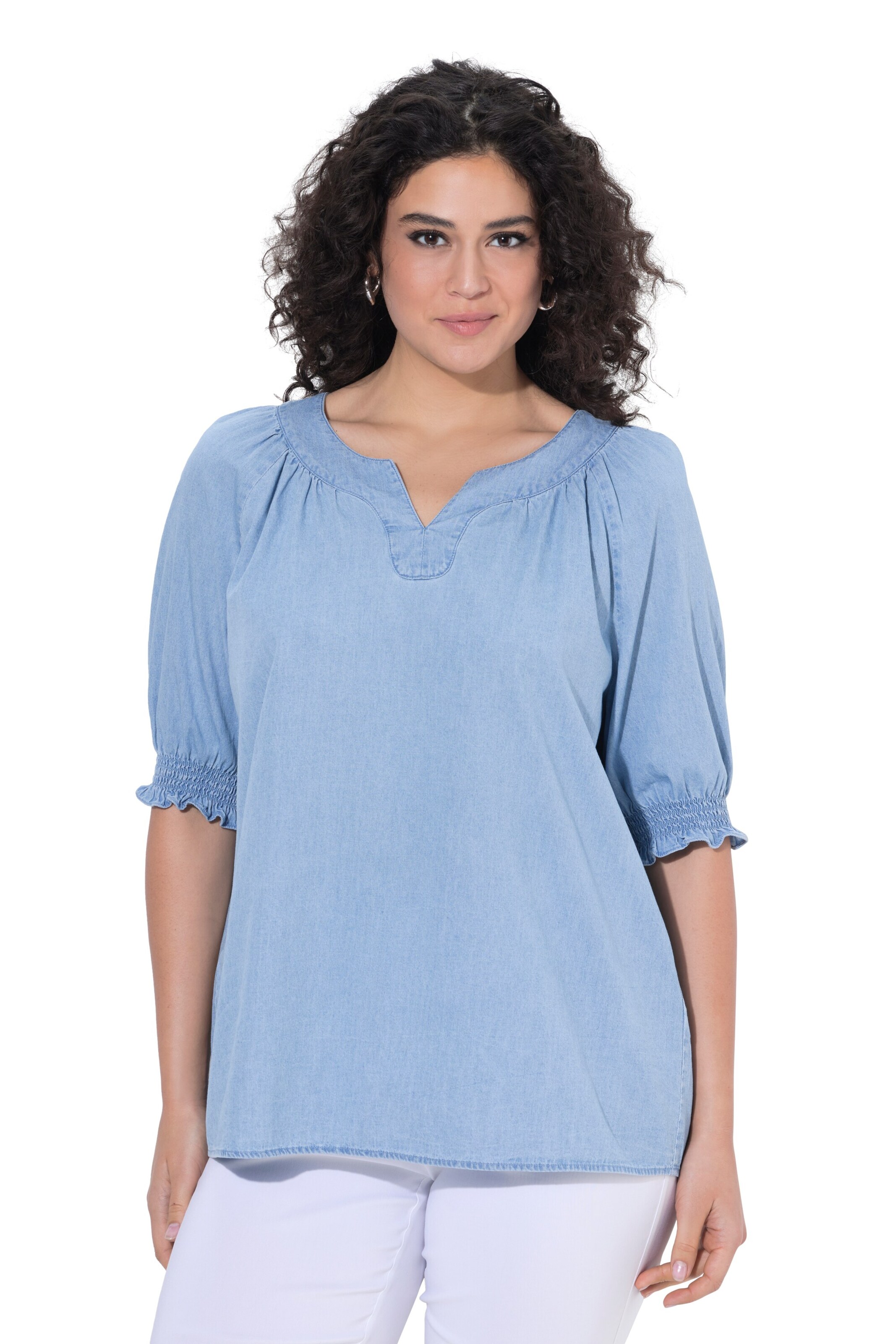 Ulla Popken Blouse in Blauw: voorkant