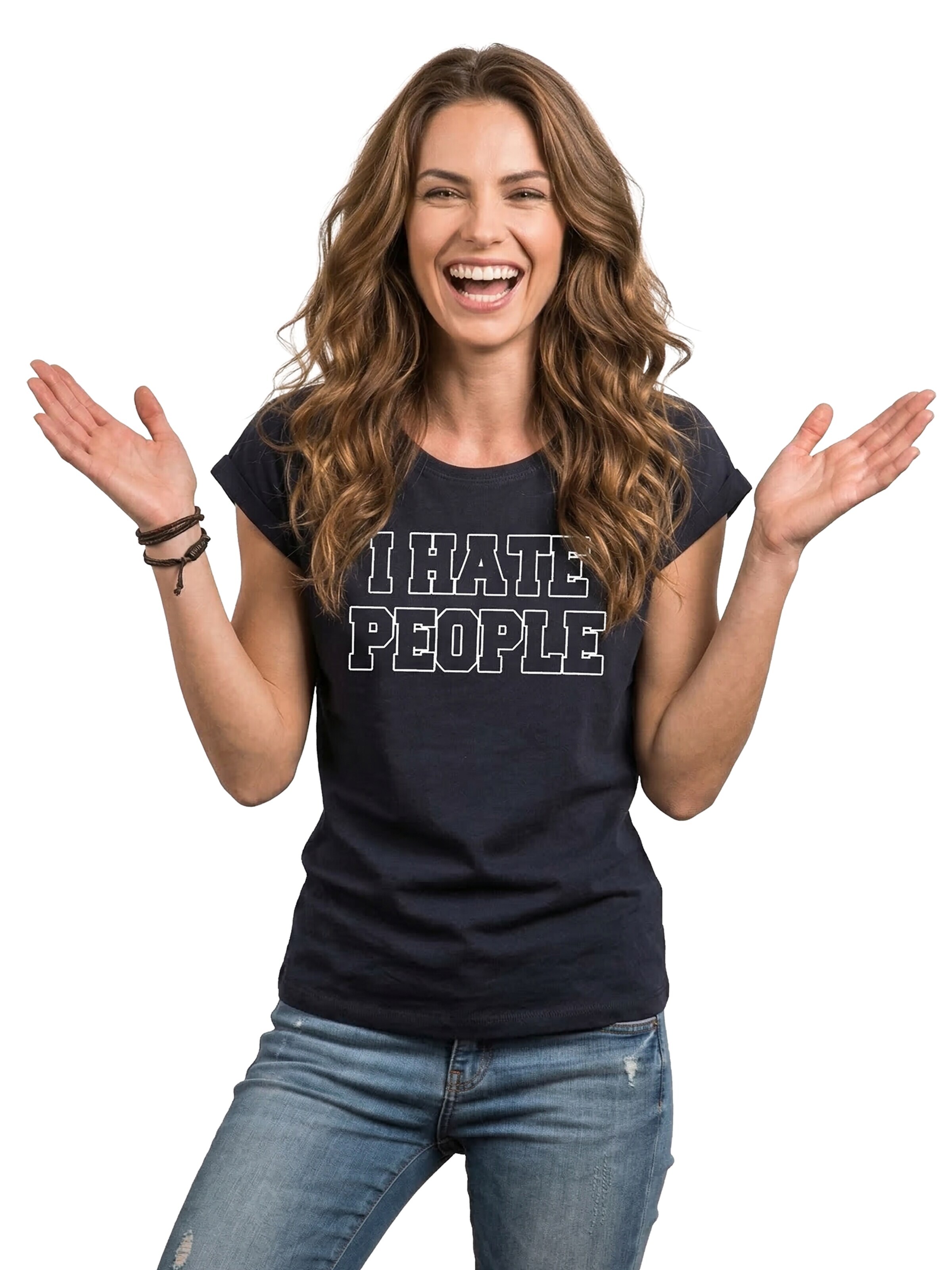 MAKAYA Shirt 'I hate People' in Blue