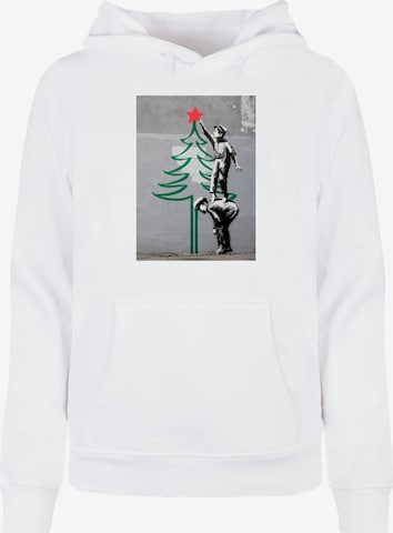Merchcode Sweatshirt 'Banksy - Christmas Tree' in Weiß: Vorderseite