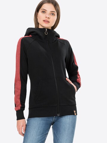 Fli Papigu Zip-Up Hoodie 'Sprich!' in Black: front