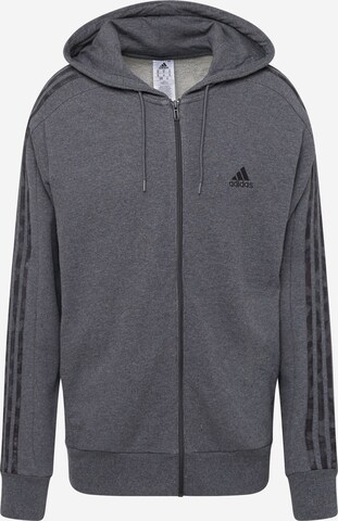 ADIDAS SPORTSWEAR Sportsweatjacke 'Essentials French Terry 3-Stripes ' in Grau: predná strana