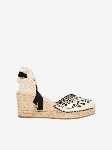 Alhamas - Sandalias 'Alpargata Cuña 7 cm' en negro: frente