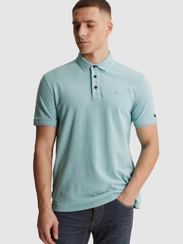 Maglietta 'Slim fit polo shirt with allover texture' di CAST IRON in blu: frontale