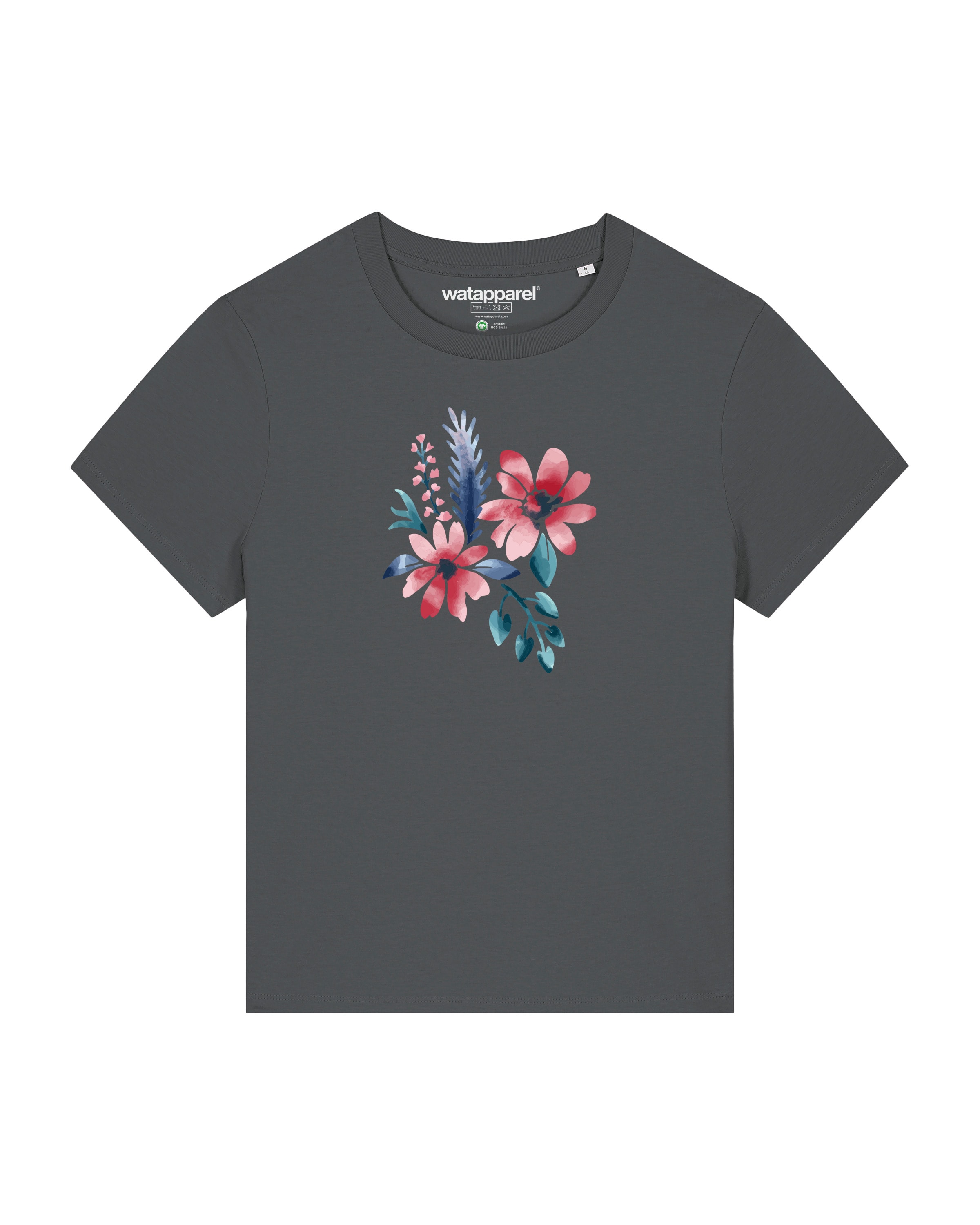 Maglietta ' Blume in Wasserfarbe' di Watapparel in grigio: frontale