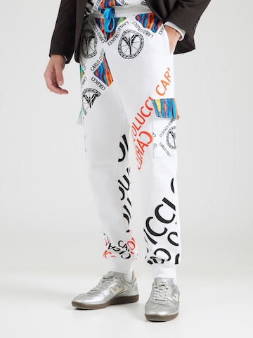 Carlo Colucci Tapered Cargobroek in Wit: voorkant