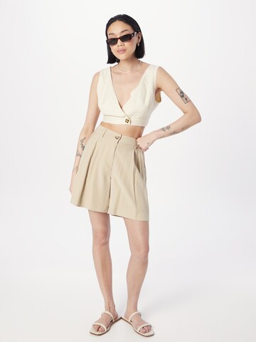 MSCH COPENHAGEN Wide Leg Shorts 'Kinna Selia' in Beige