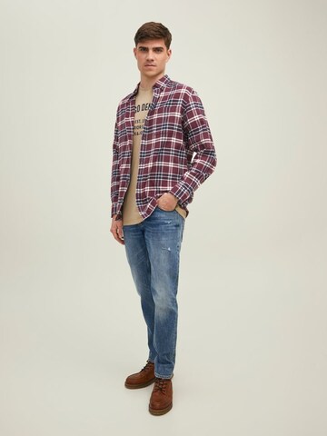 JACK & JONES Regular fit Button Up Shirt in Red