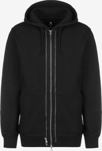 CONVERSE Zip-Up Hoodie in Black: front