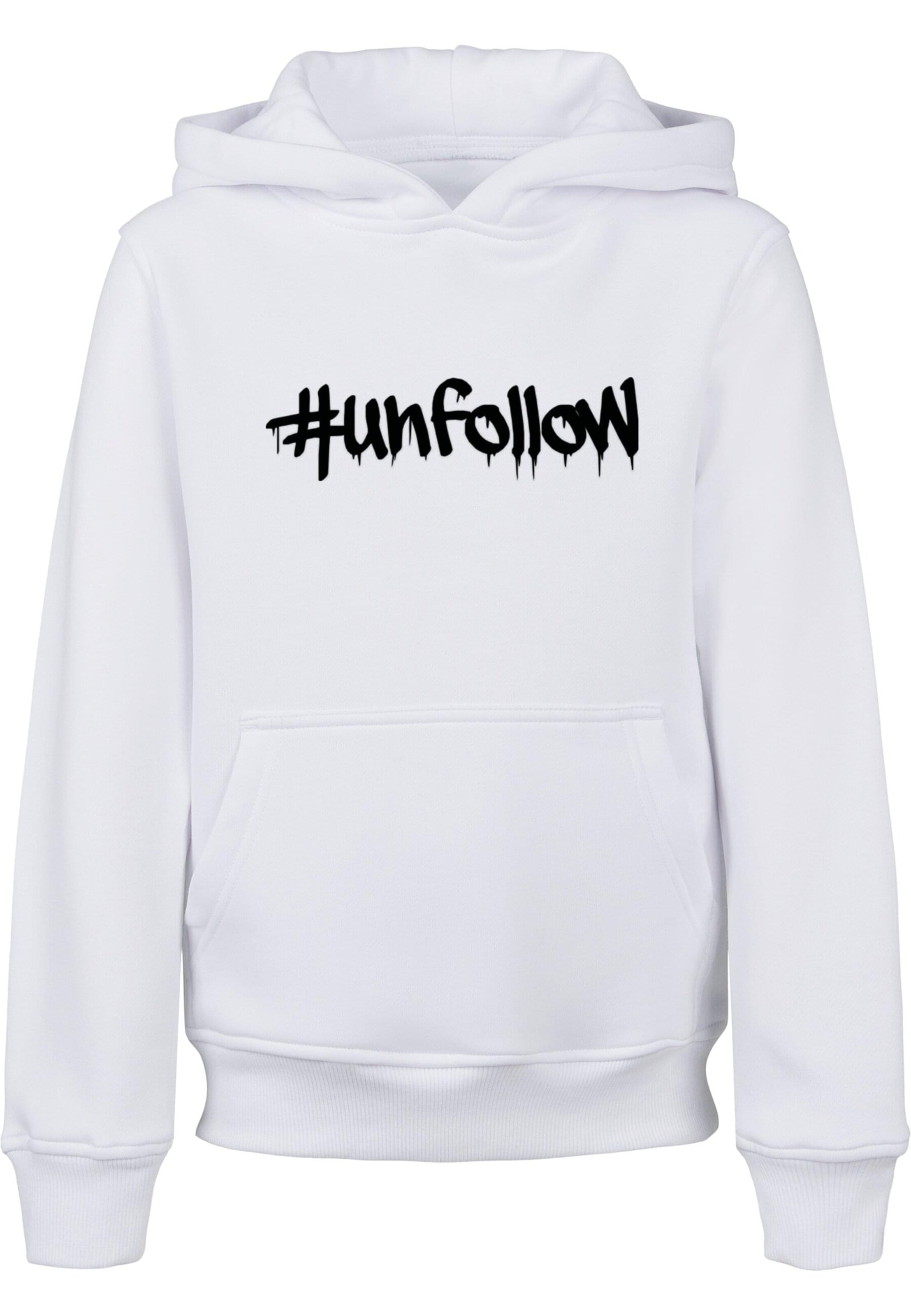 Bluză de molton 'Unfollow' de la Merchcode pe alb: față