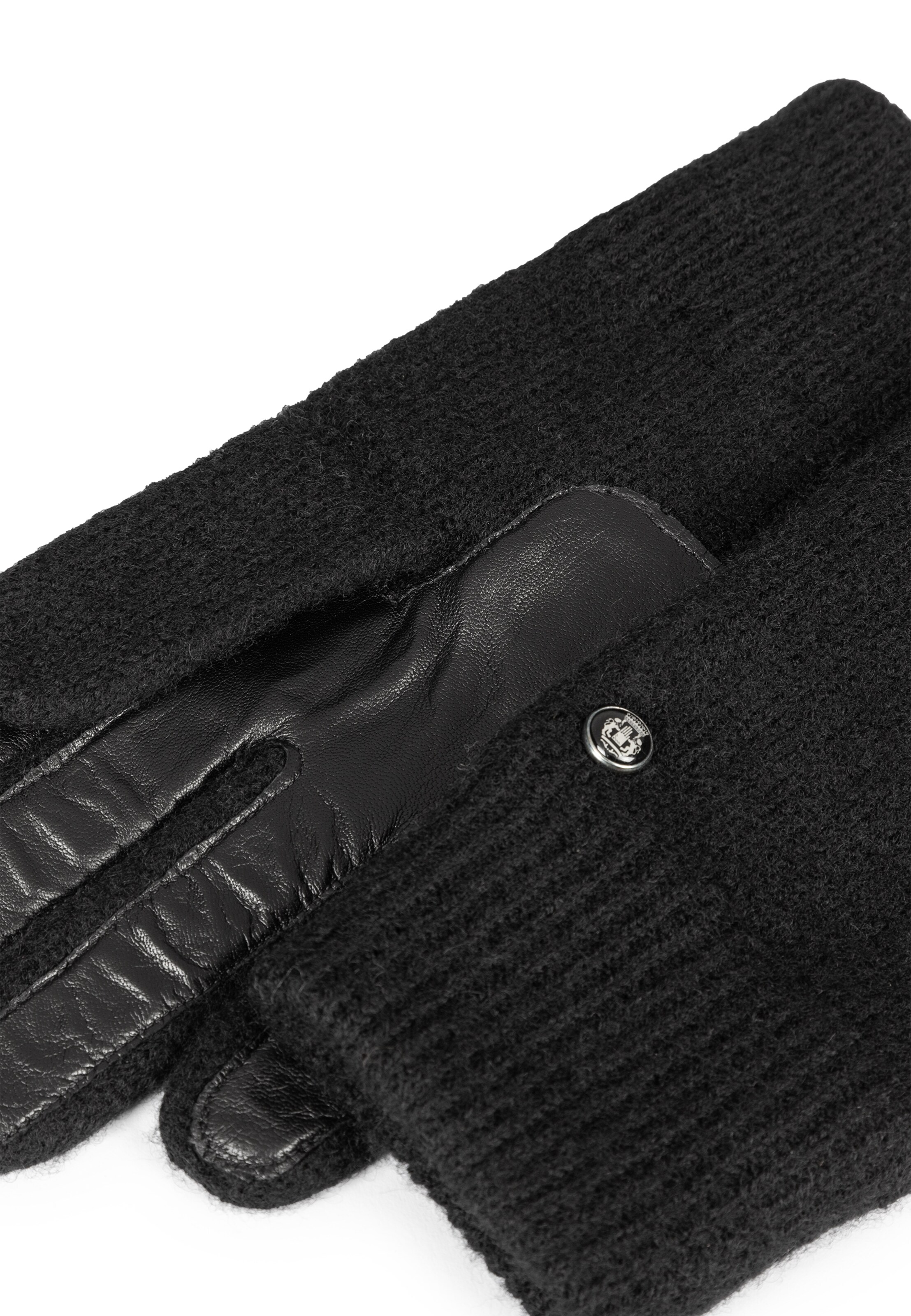 Mezzoguanti 'KLASSISCHER WALKHANDSCHUH MIT LEDERINNENHAND' di Roeckl in nero