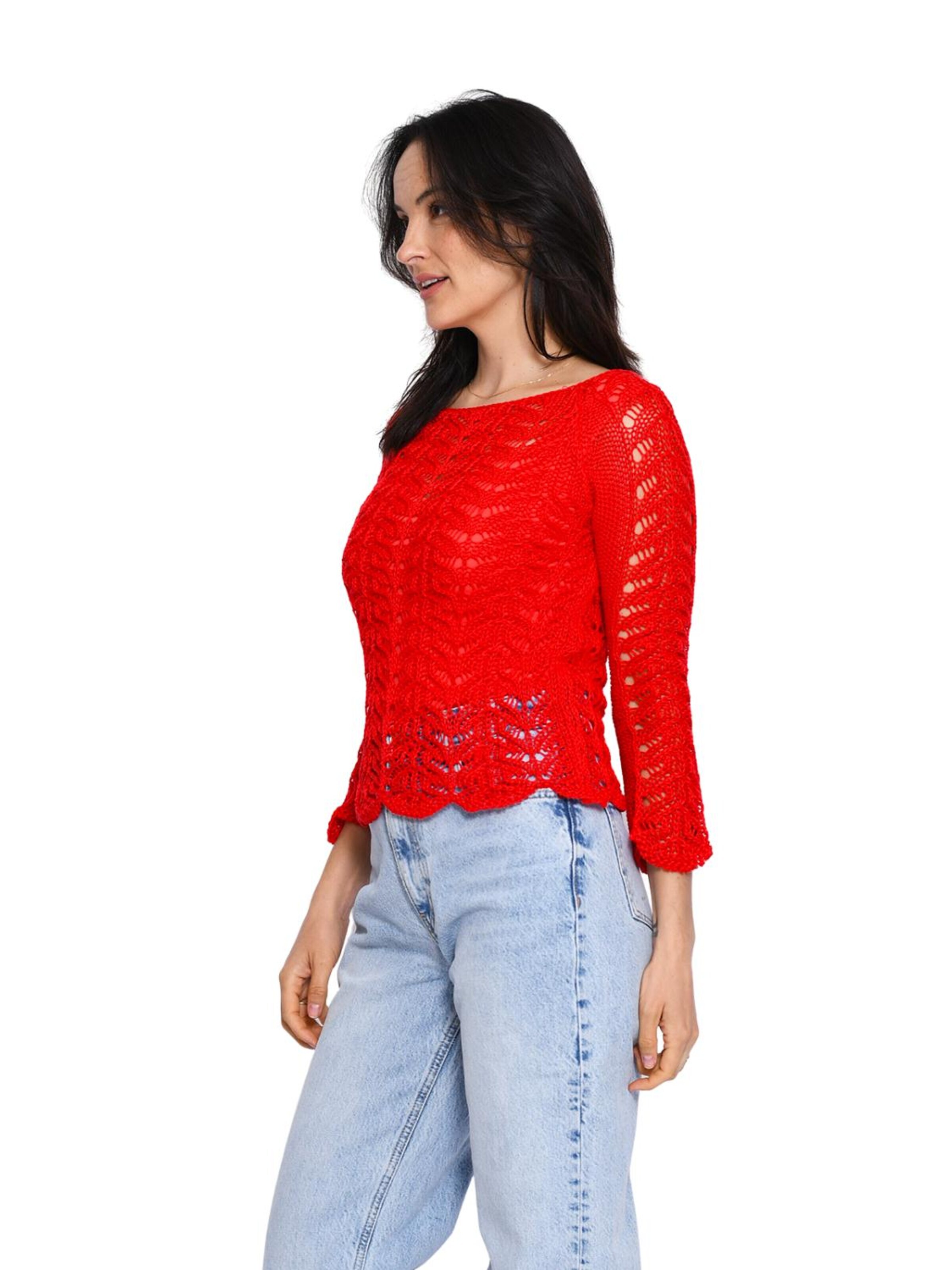 Süel knitwear - Top de punto 'Twin Lace' en rojo