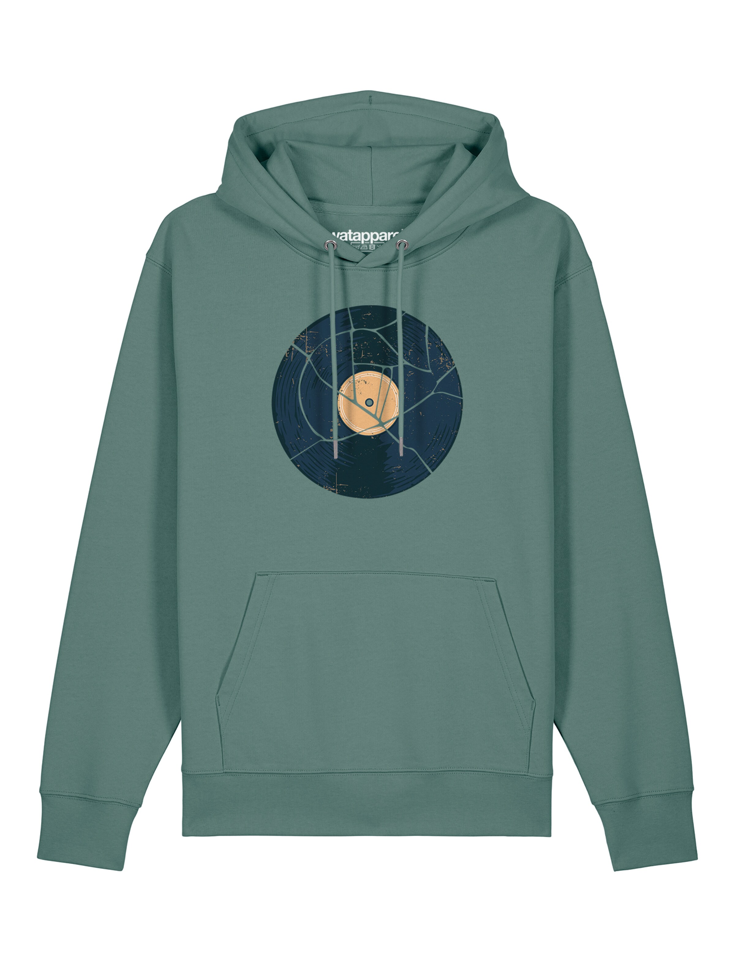 Watapparel Sweatshirt ' Broken Vinyl ' in Groen: voorkant