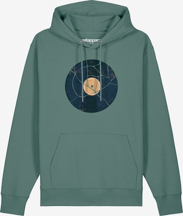 Watapparel Sweatshirt ' Broken Vinyl ' in Groen: voorkant