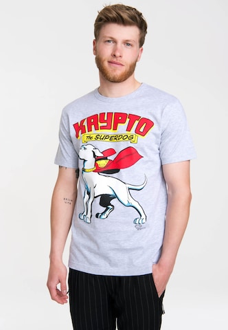 LOGOSHIRT T-Shirt 'Superdog - Krypto' in Grau: predná strana