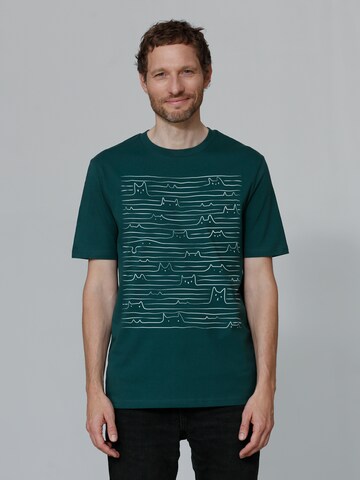 Watapparel Shirt 'Doodle Cats' in Grün: Vorderseite
