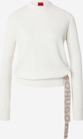 HUGO Sweter 'Stiel' w kolorze biały: przód