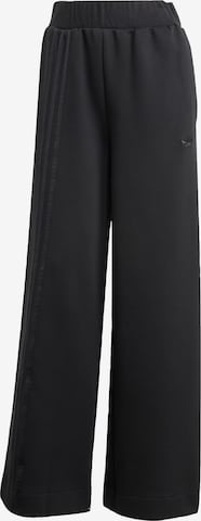juoda ADIDAS ORIGINALS Plačios klešnės Sportinės kelnės 'Off Placed 3-Stripes Wide': priekis
