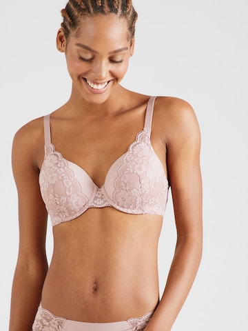 Lindex T-shirt Bra 'Dahlia Iris' in Pink: front