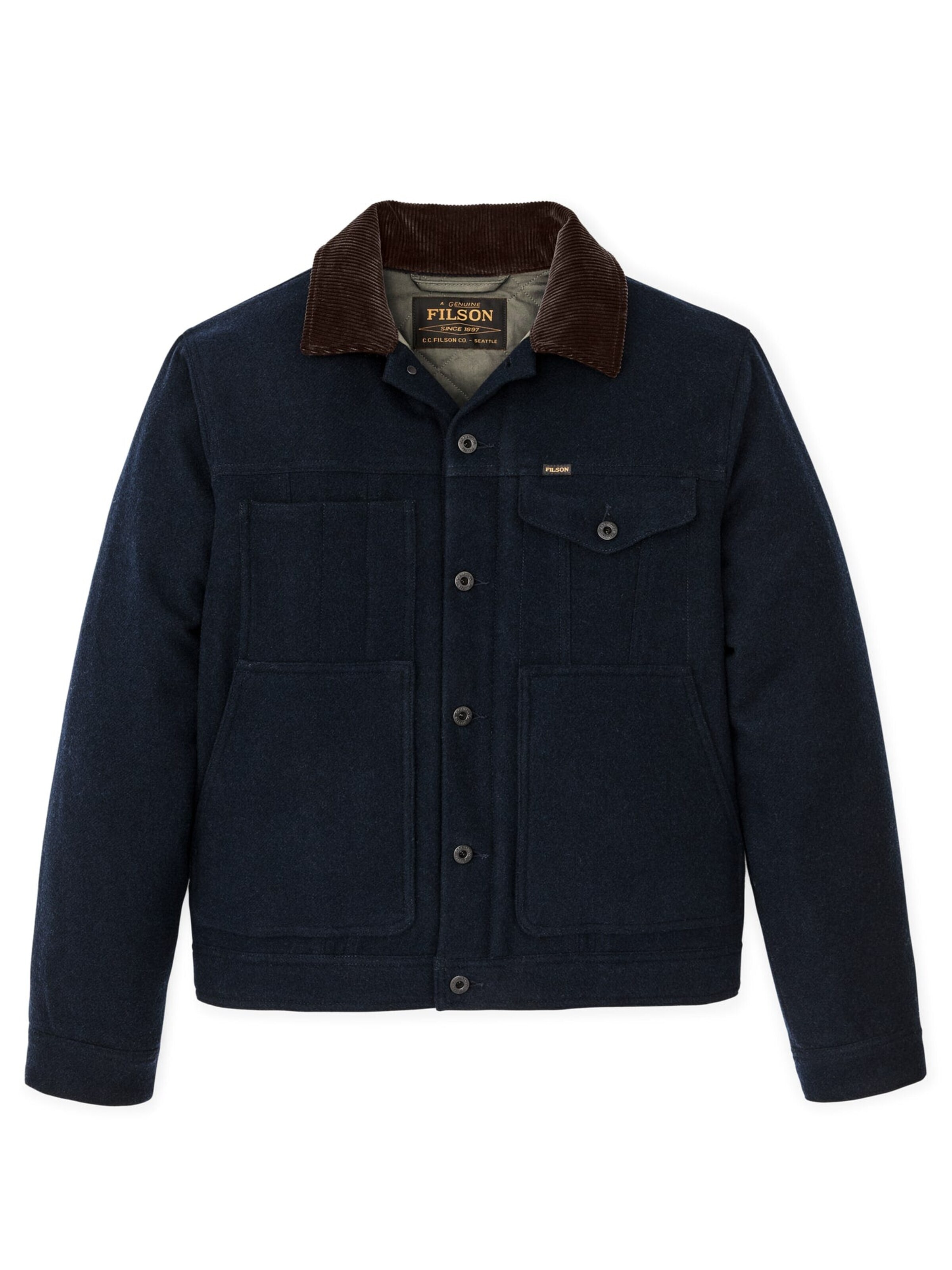 Veste mi-saison Filson en bleu : devant