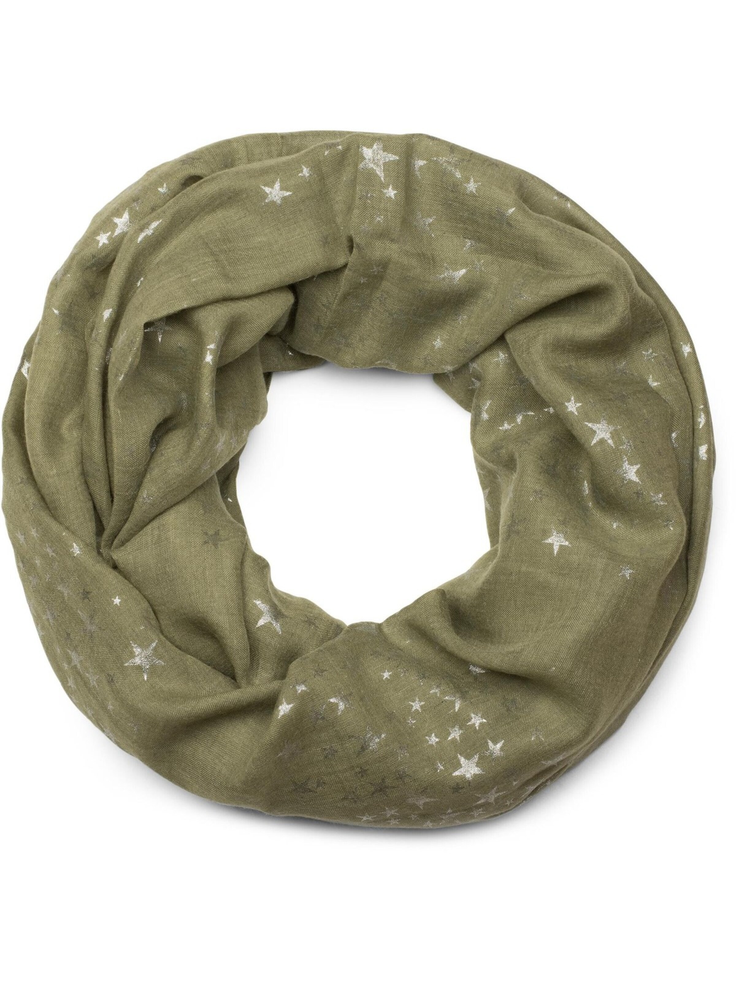 styleBREAKER Loop scarf 'Loop Schal mit Metallic Sterne Print' in Green: front