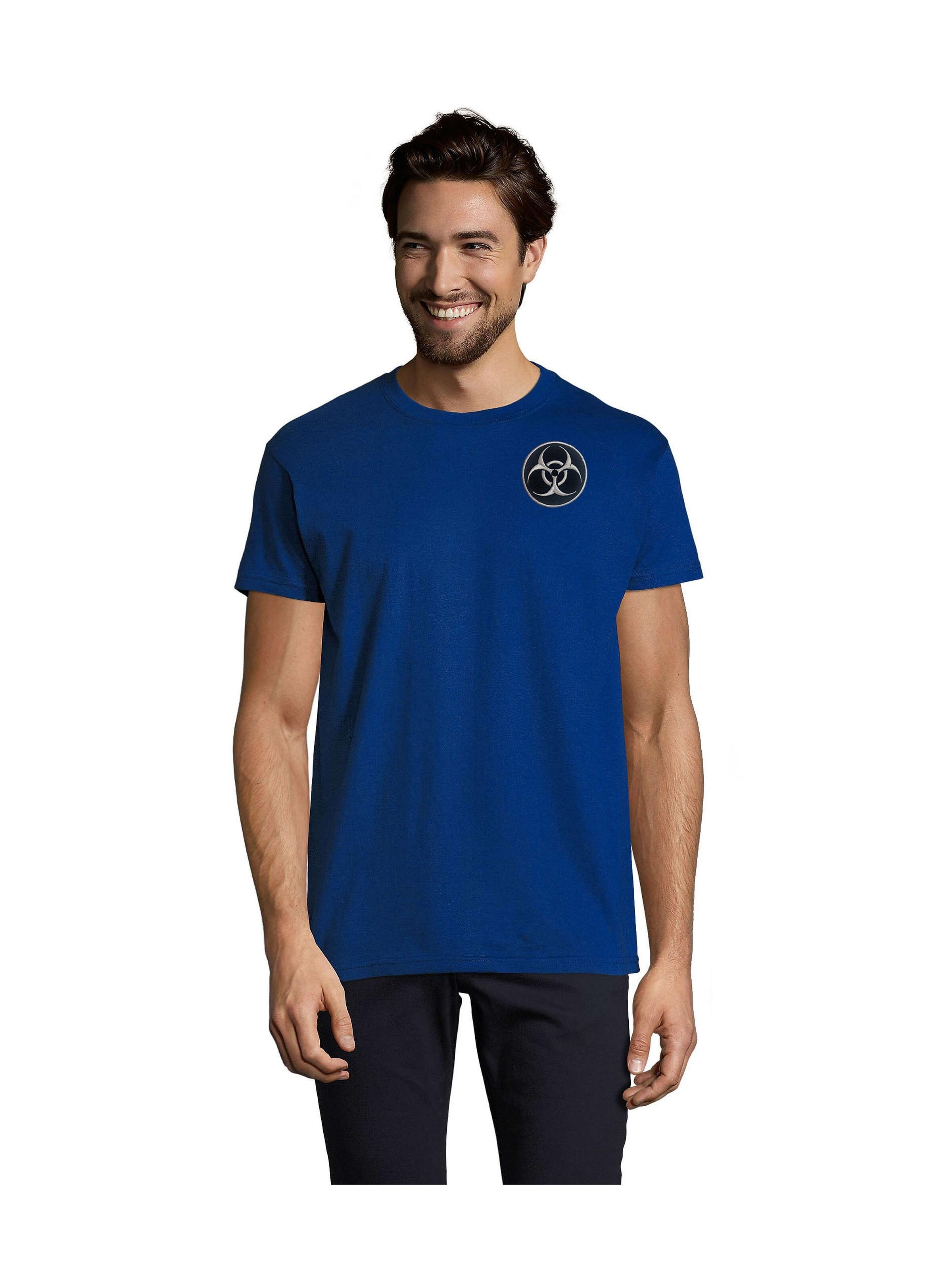 Blondie & Brownie Shirt 'BioHazardPatches'‌ in 5XL in royalblau, Produktansicht
